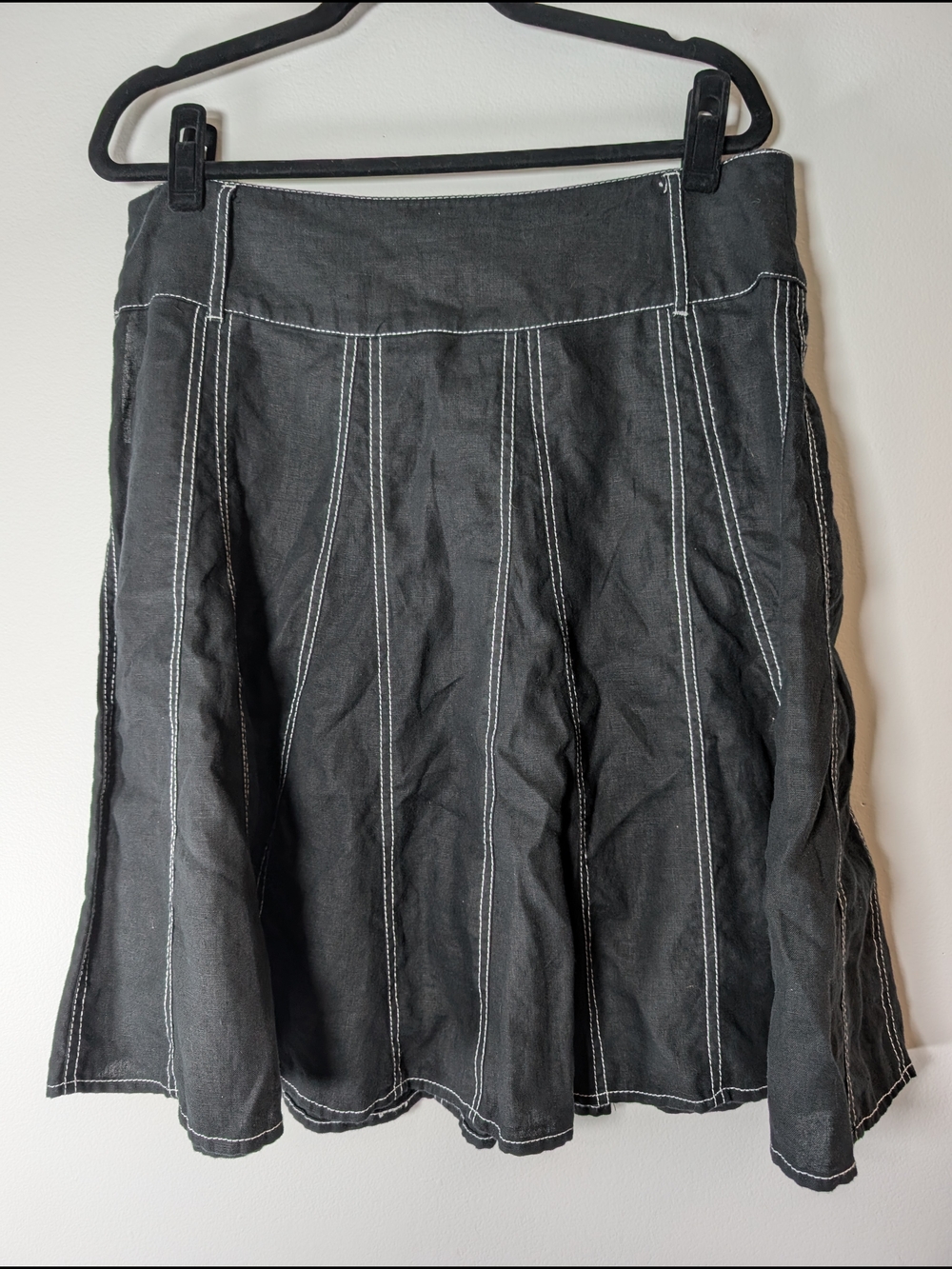 Women’s Style & Co Black Linen A-Line Skirt with Contrast Stitching Size 12 - Picture 2 of 6
